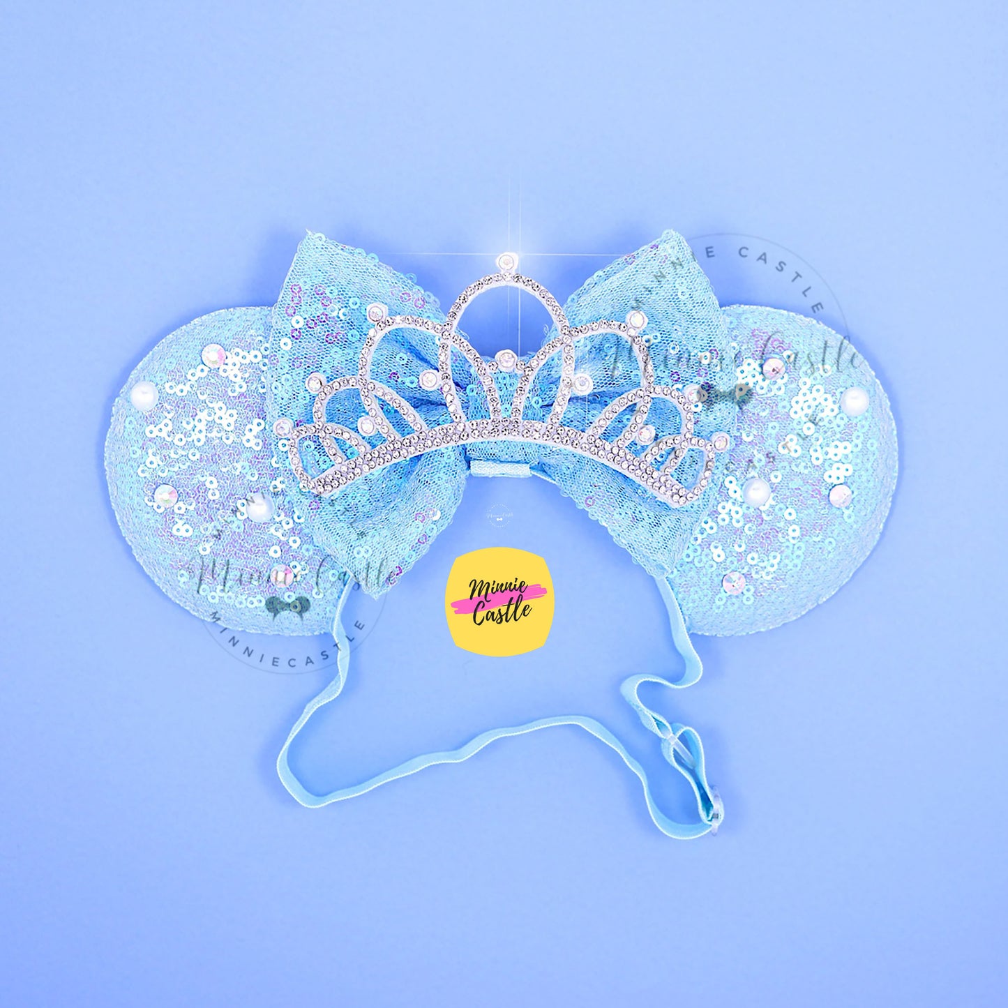 Blue Mouse Ears with Tiara (Elastic Band)