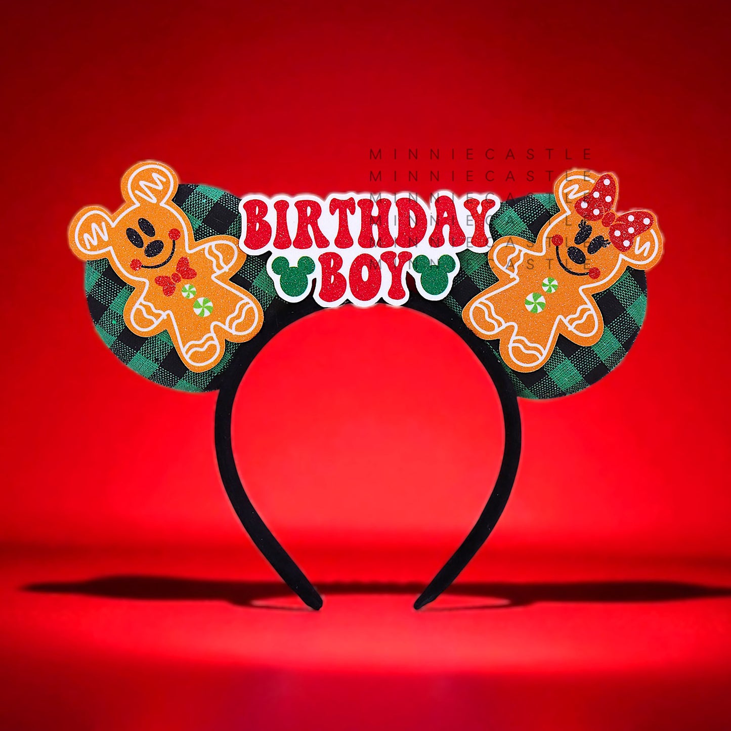 Birthday Boy Christmas Mouse Ears with Mickey Gingerbread