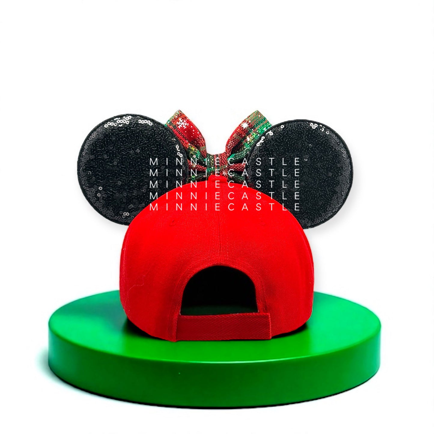 Christmas Plaid Bow Mouse Ears Baseball Cap