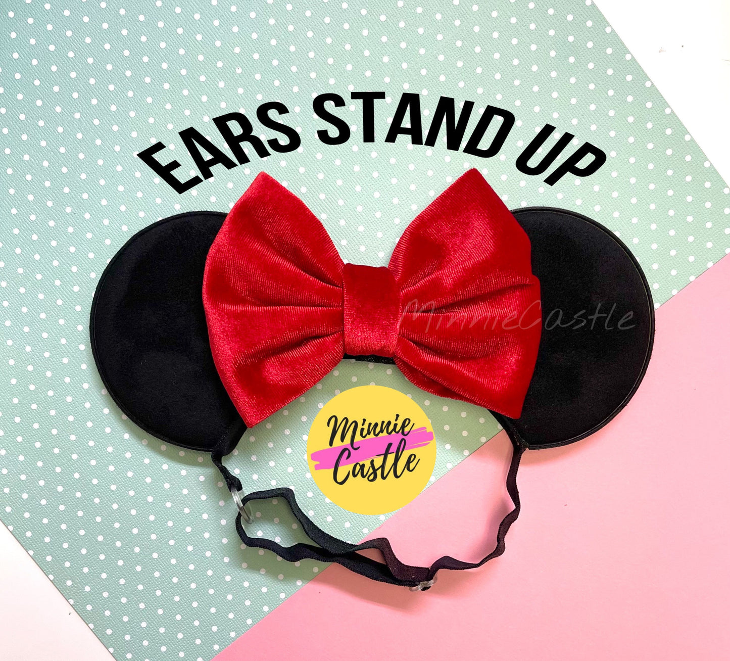 Velvet Mickey Ears (Elastic Band)