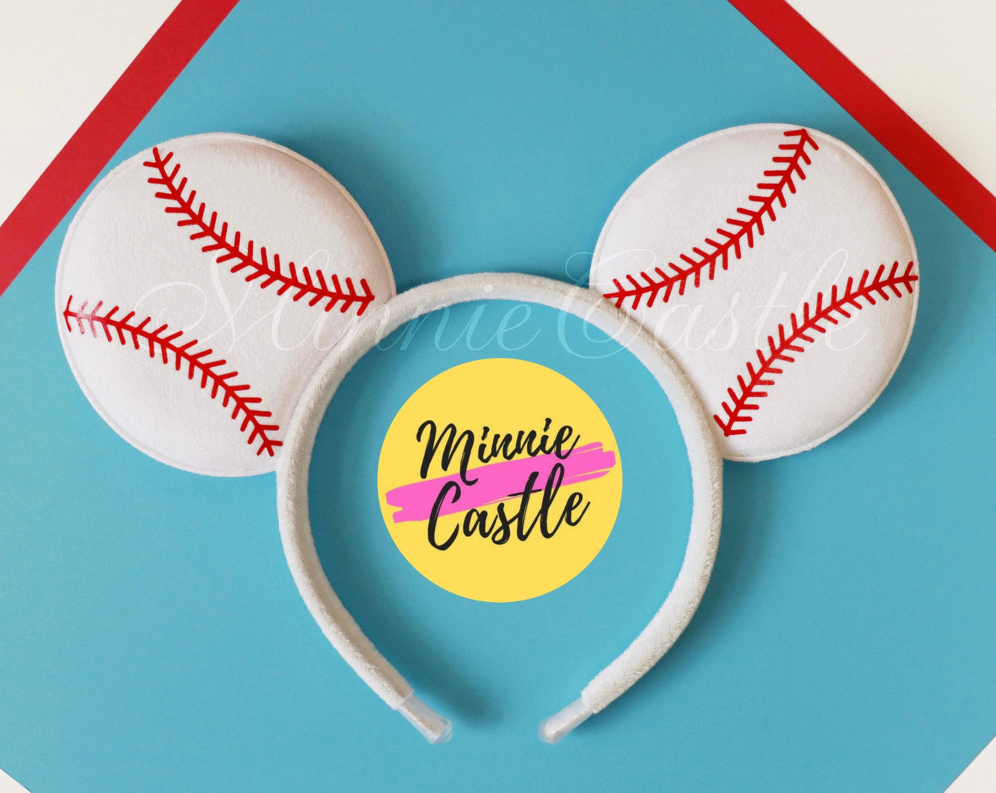 Baseball Sports Mouse Ears with Sequin Bow