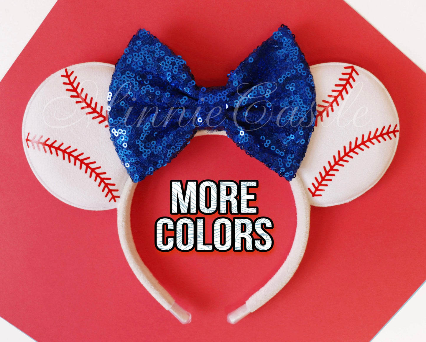 Baseball Sports Mouse Ears with Sequin Bow