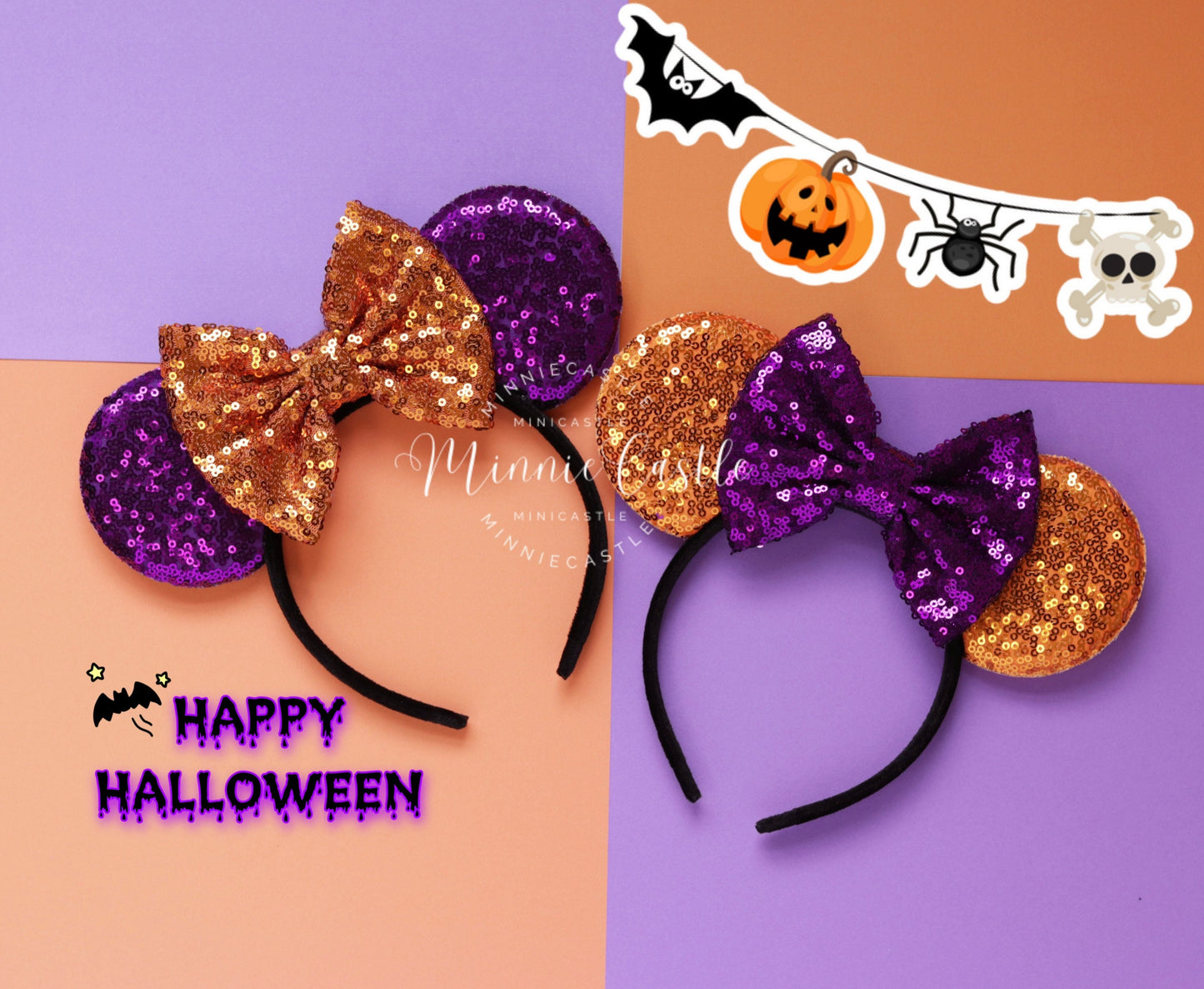 Halloween Orange/ Black Mouse Ears