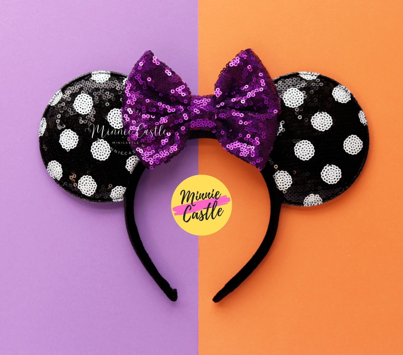 Black Polkadot halloween mouse ears
