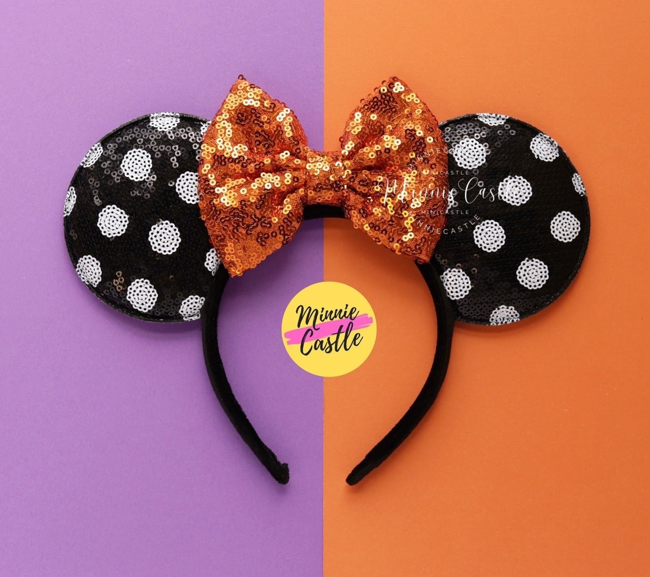 Black Polkadot halloween mouse ears