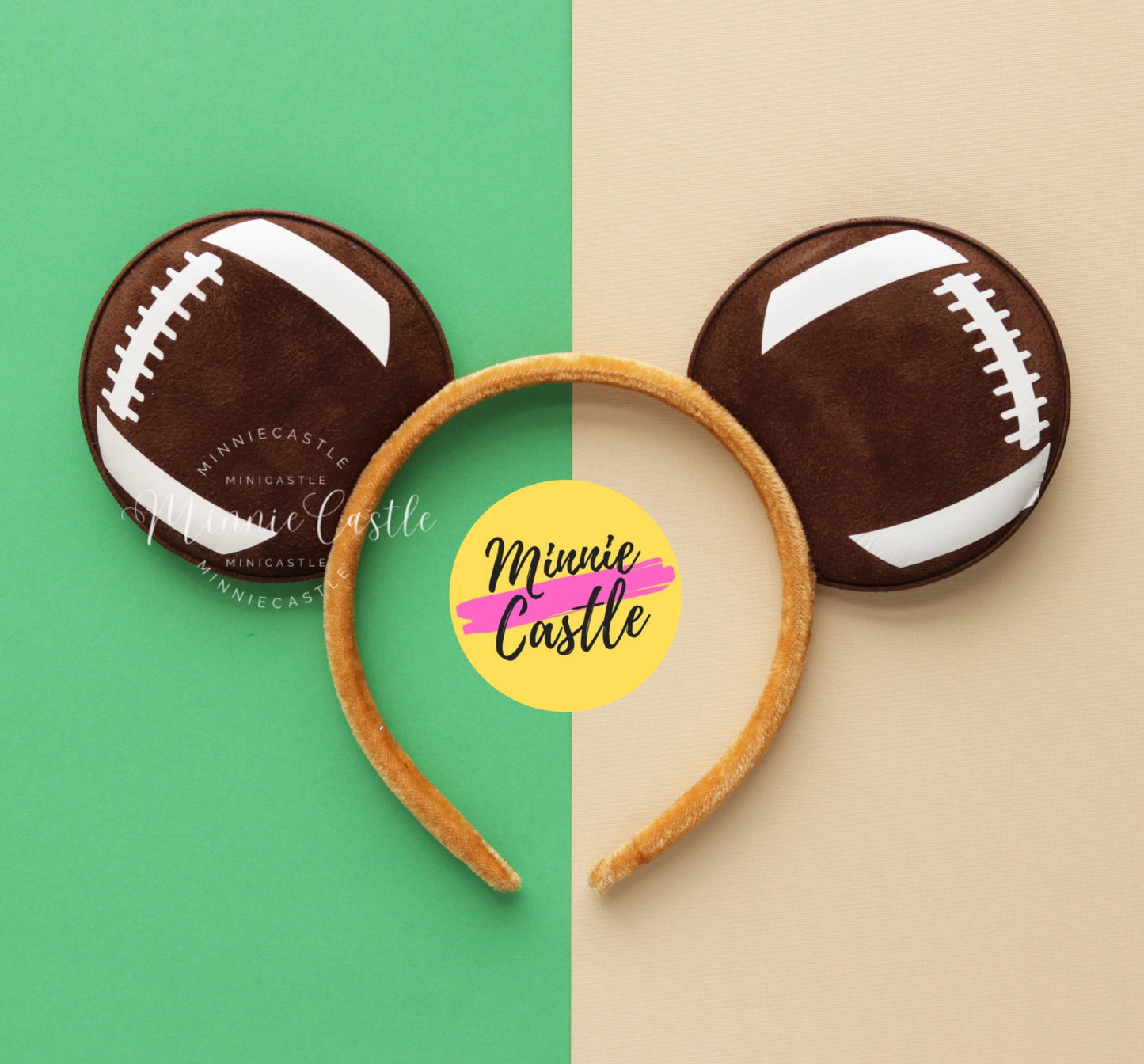 Football Sport Mouse Ears with Sequin Bow