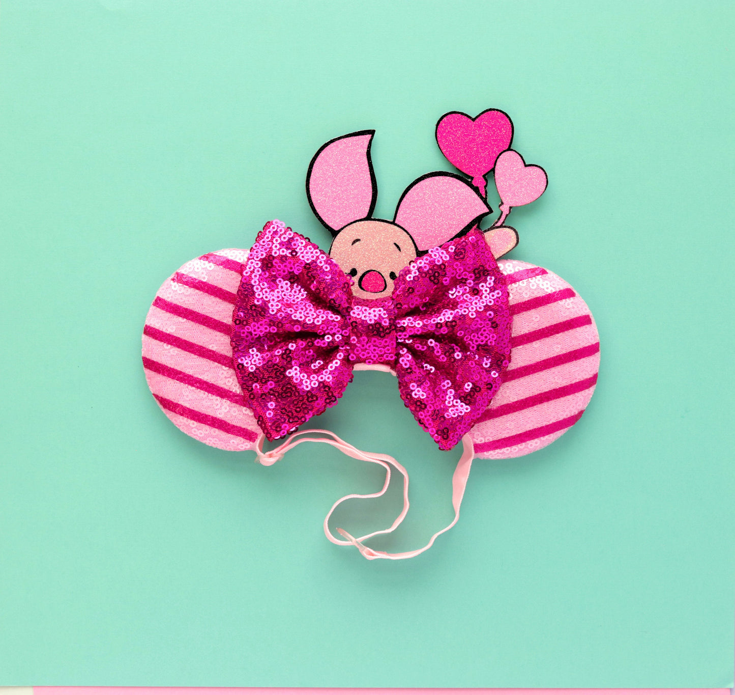 Pink Piggy Mouse Ears (Elastic Headband)