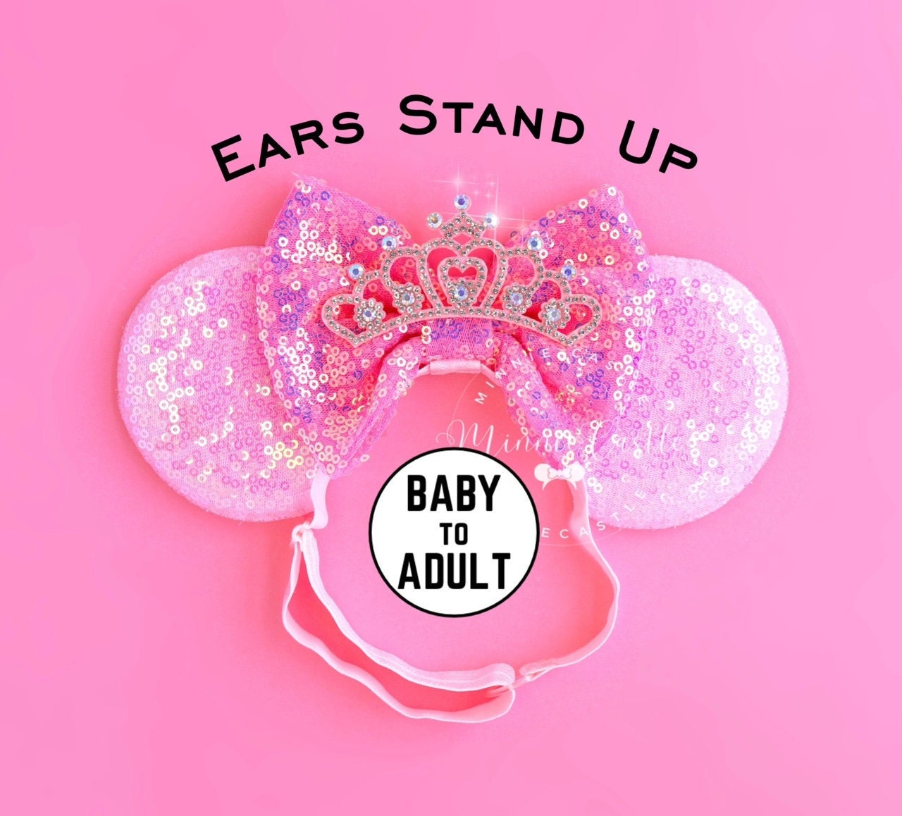 Minnie Ears with Crown (Elastic Band)