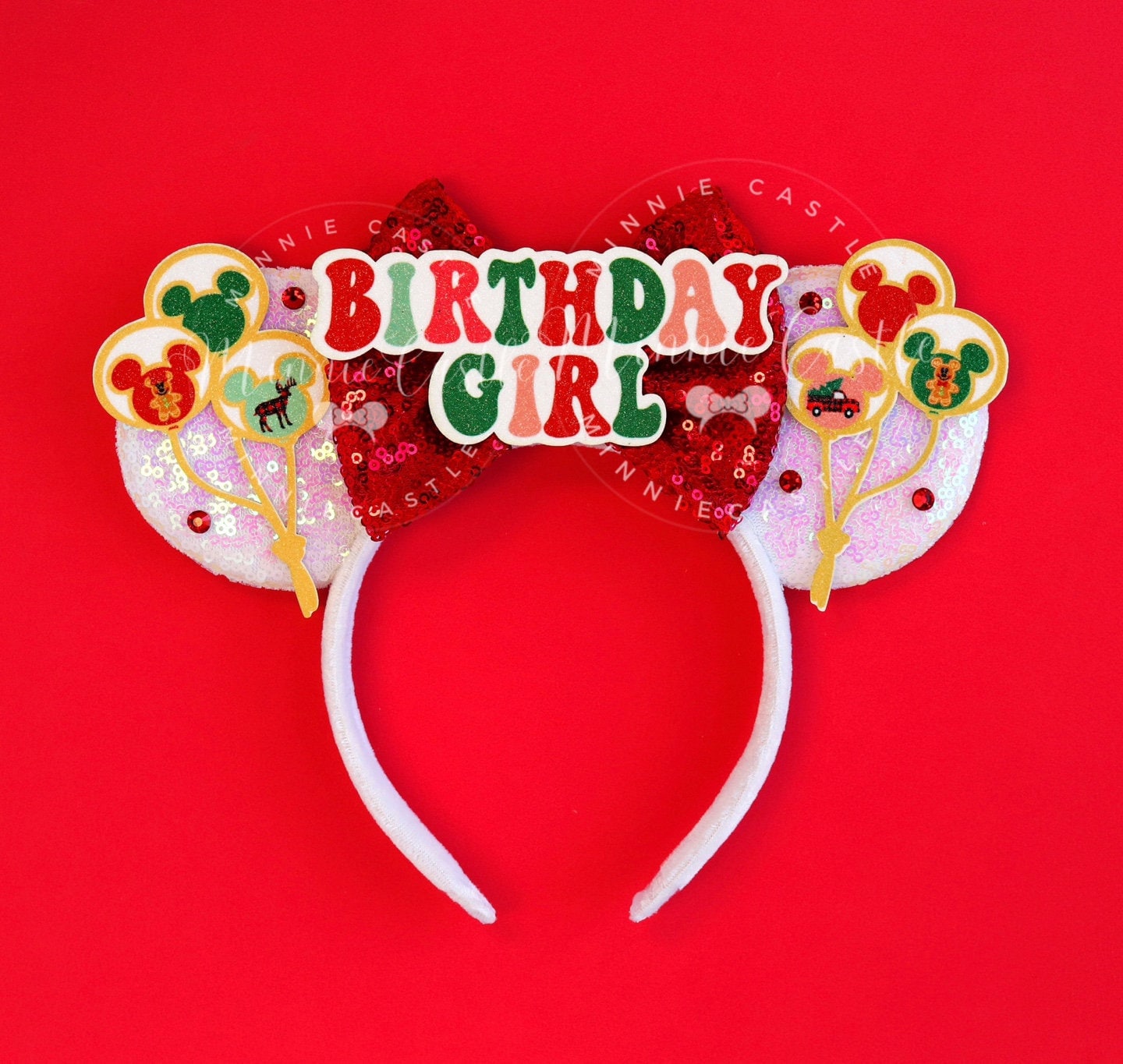 Christmas Birthday Balloon & GingerBread Mouse Ears