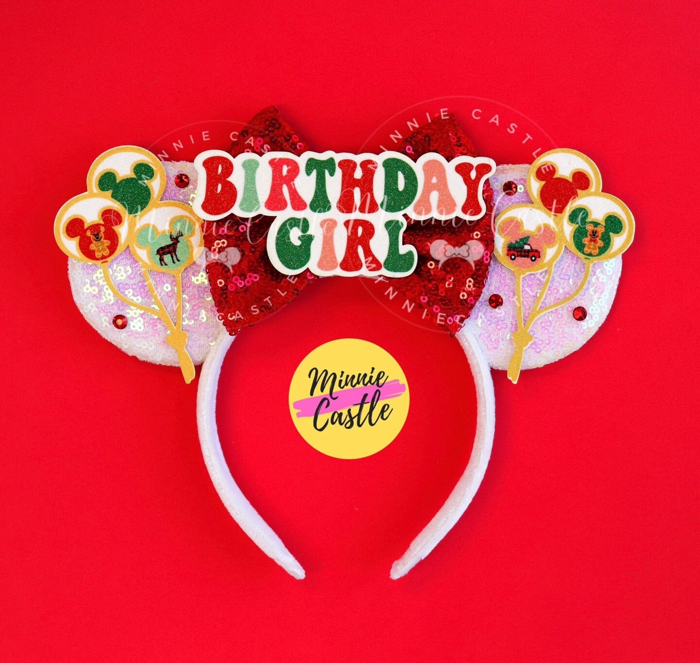 Christmas Birthday Balloon & GingerBread Mouse Ears