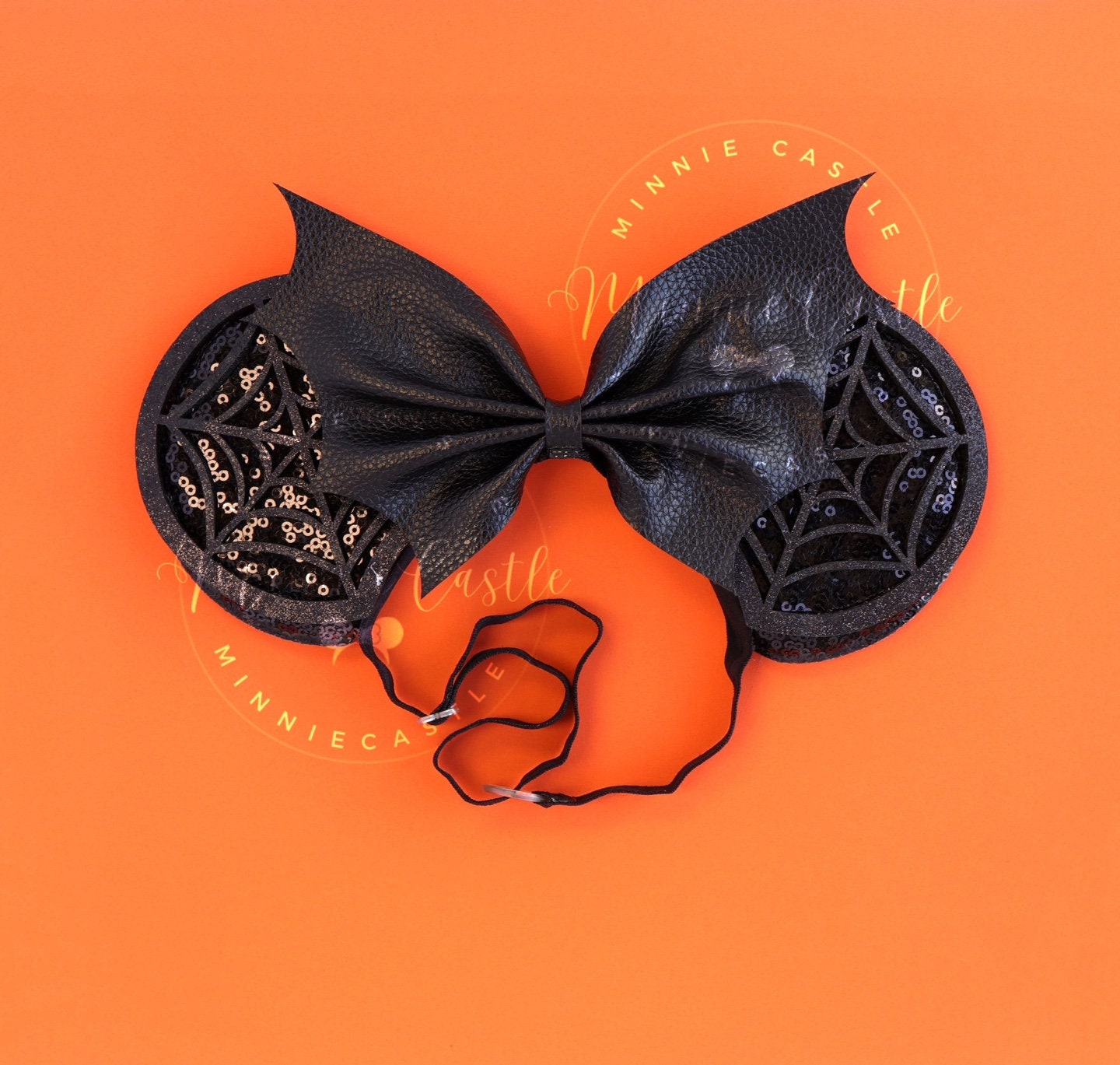 Halloween Bat Bow with spider Web Mouse Ears (Elastic Headband)