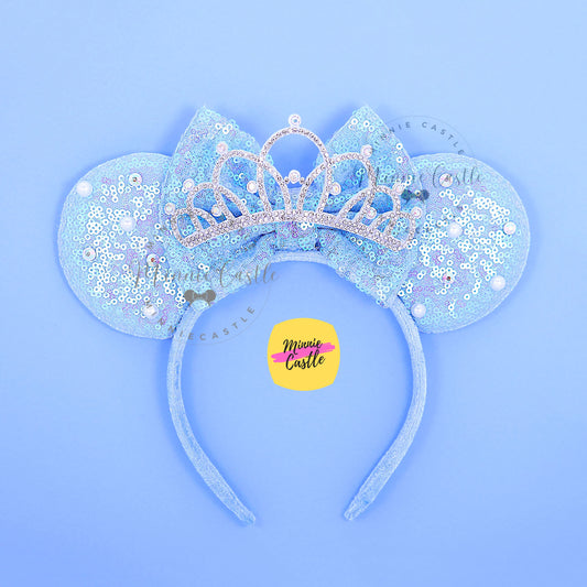 Cinderella Blue Mouse Ears with Tiara