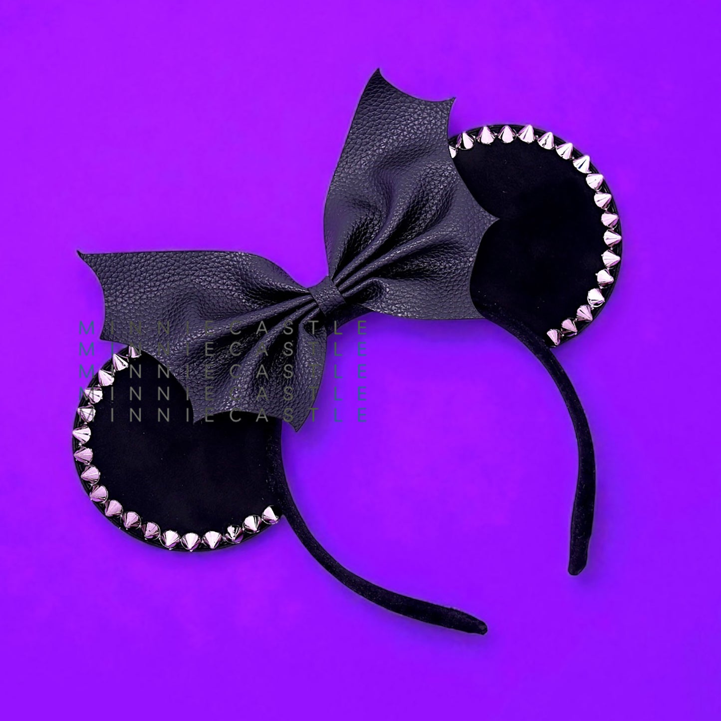 Metallic Goth Mouse Ears with Bat Bow