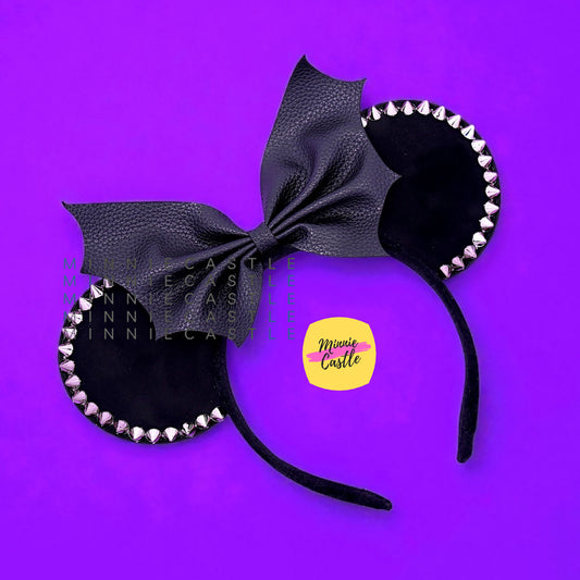 Metallic Goth Mouse Ears with Bat Bow