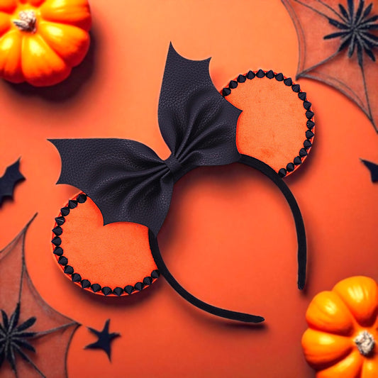 Halloween Spike Goth Mouse Ears with Bat Bow