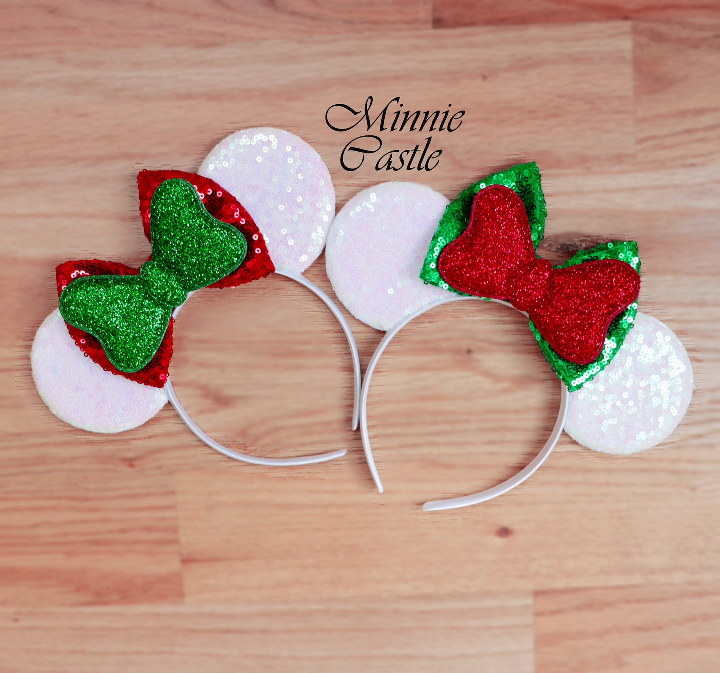 Red and Green Bow Mouse Ears