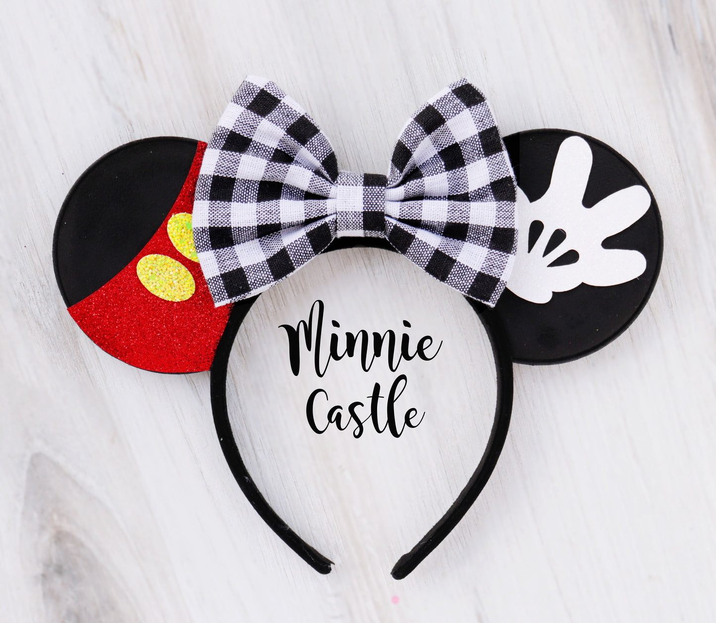 Red white Checkered Bow Mickey Ears
