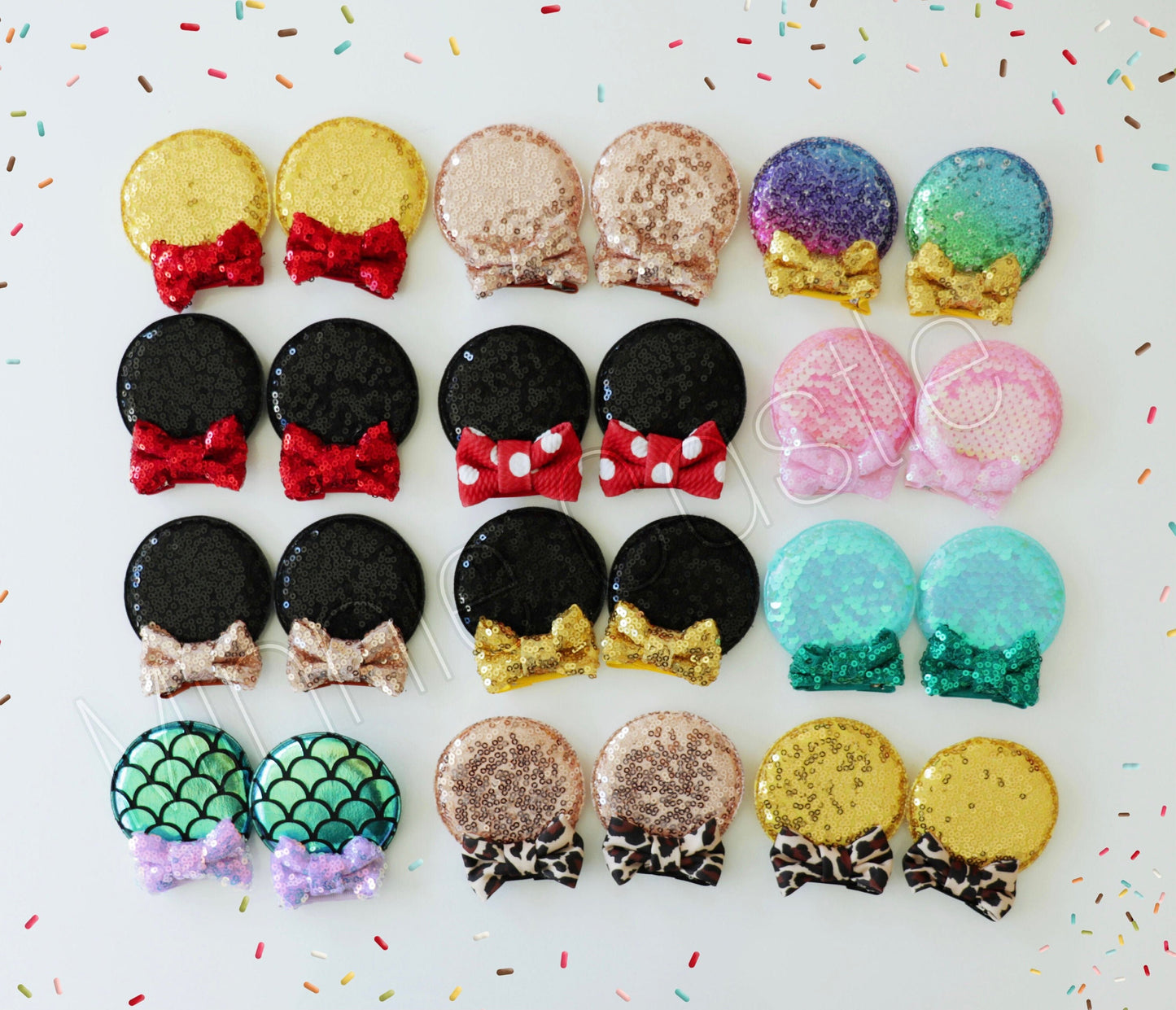 Red Black Sequin Ears Hair Clips