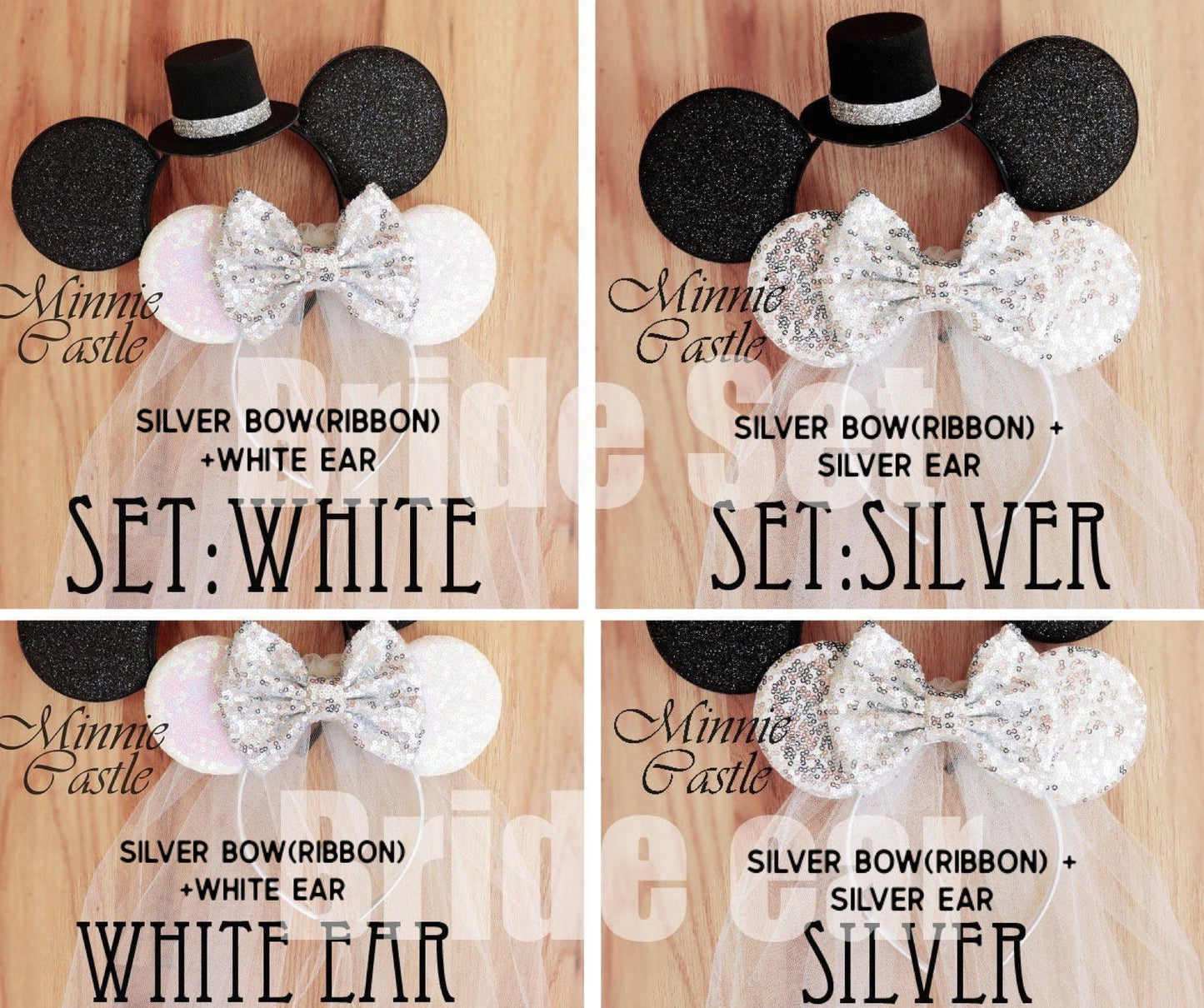 Silver Bride Minnie Ears