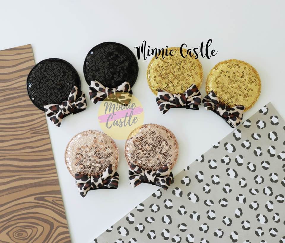 Gold And Black Mouse Ear Hair Clips