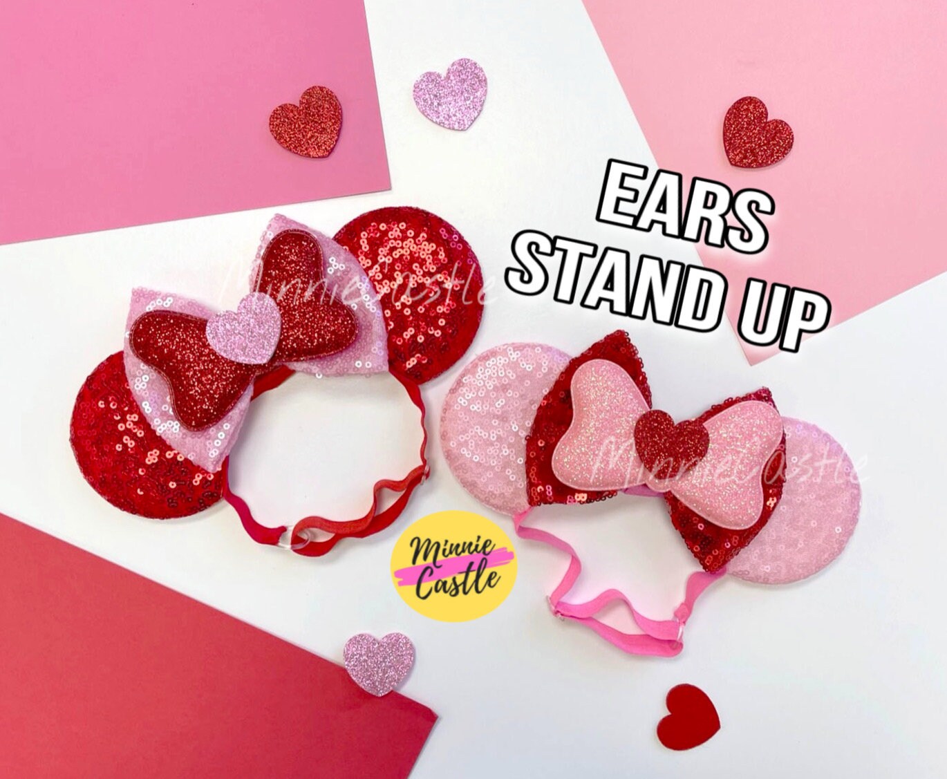 Valentines Day Mickey Ears (Elastic Band)