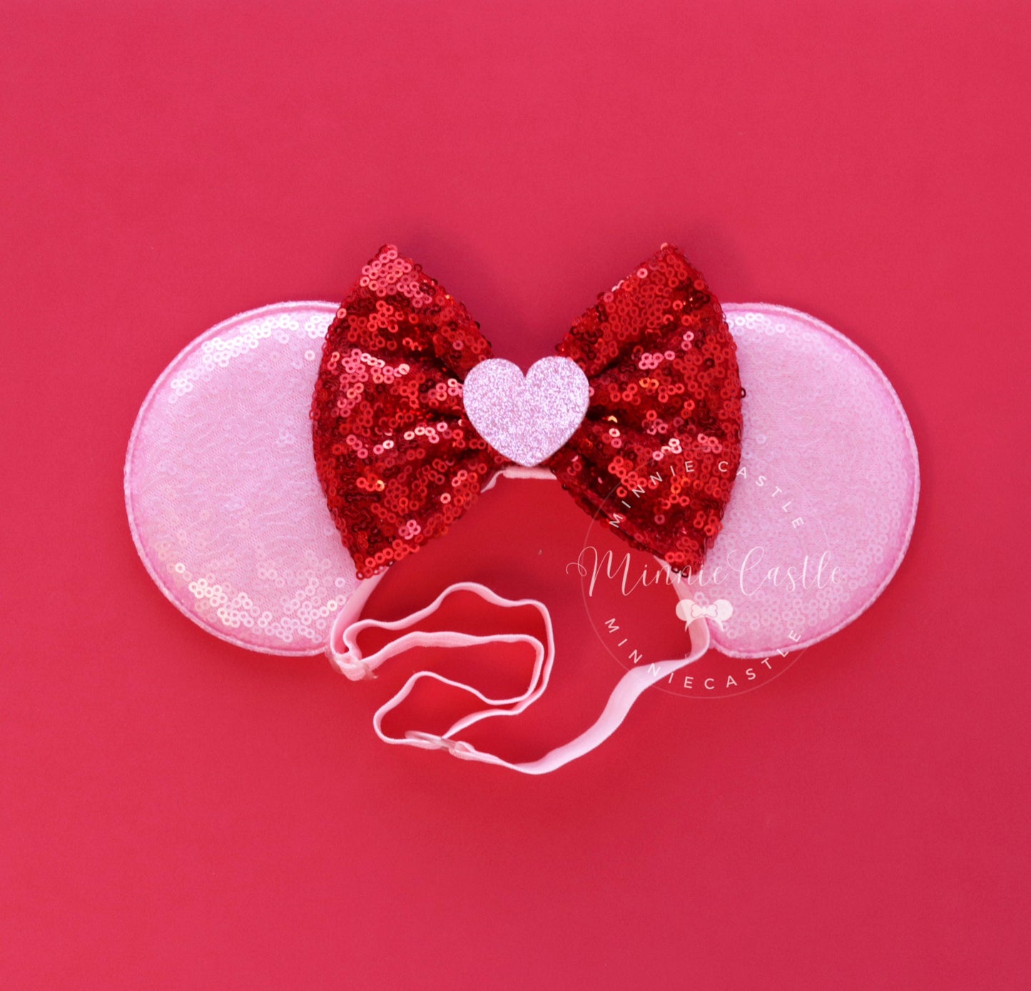 Pink Red Hearts Ears (Elastic Band)