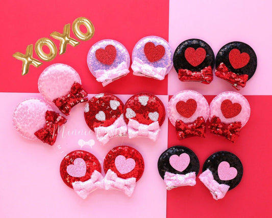 Valentines Mickey Ears Hair Clips for Kids