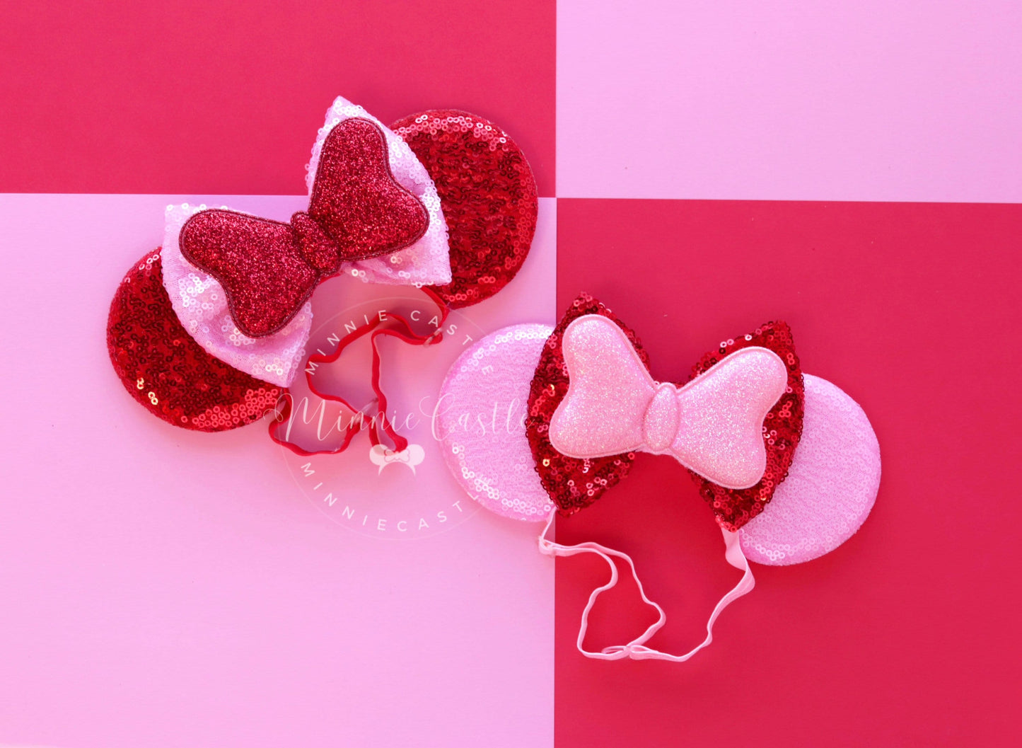 Valentines Day Minnie Ears (Elastic Band)