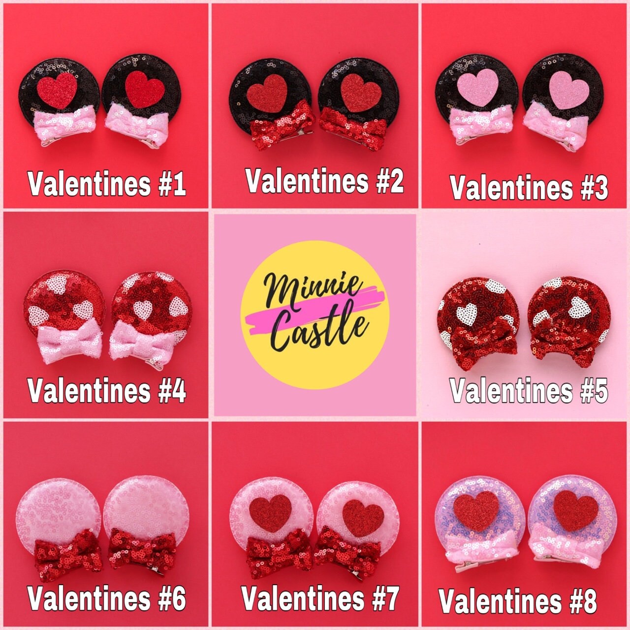 Valentines Mickey Ears Hair Clips for Kids