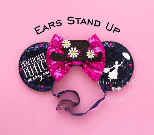 Mary Poppins Mickey Ears (Elastic Band)