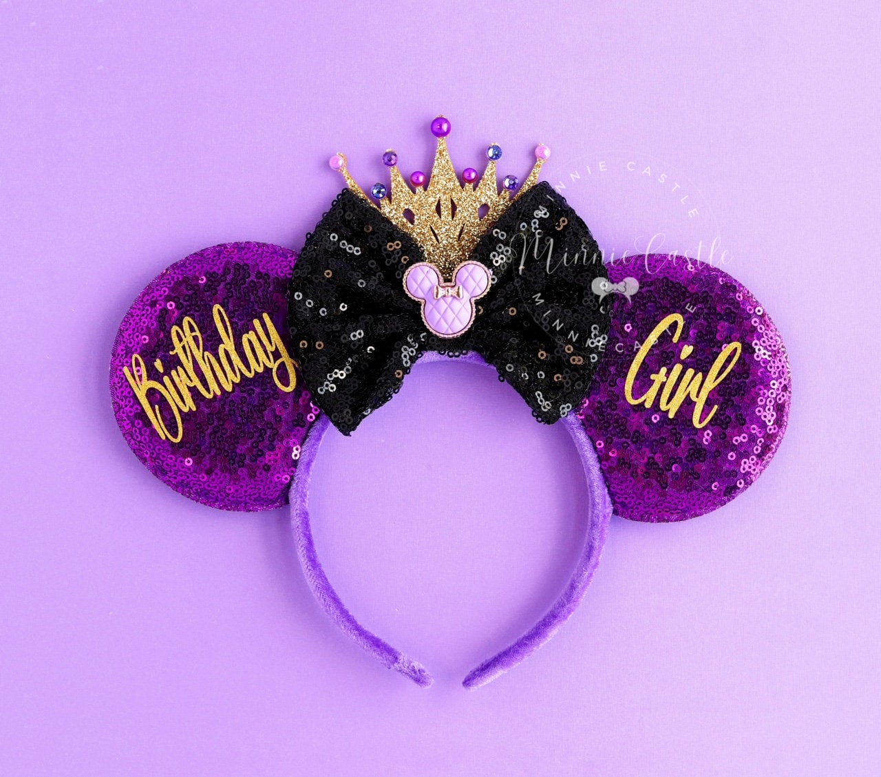 Red Black Birthday Ears with Gold Crown