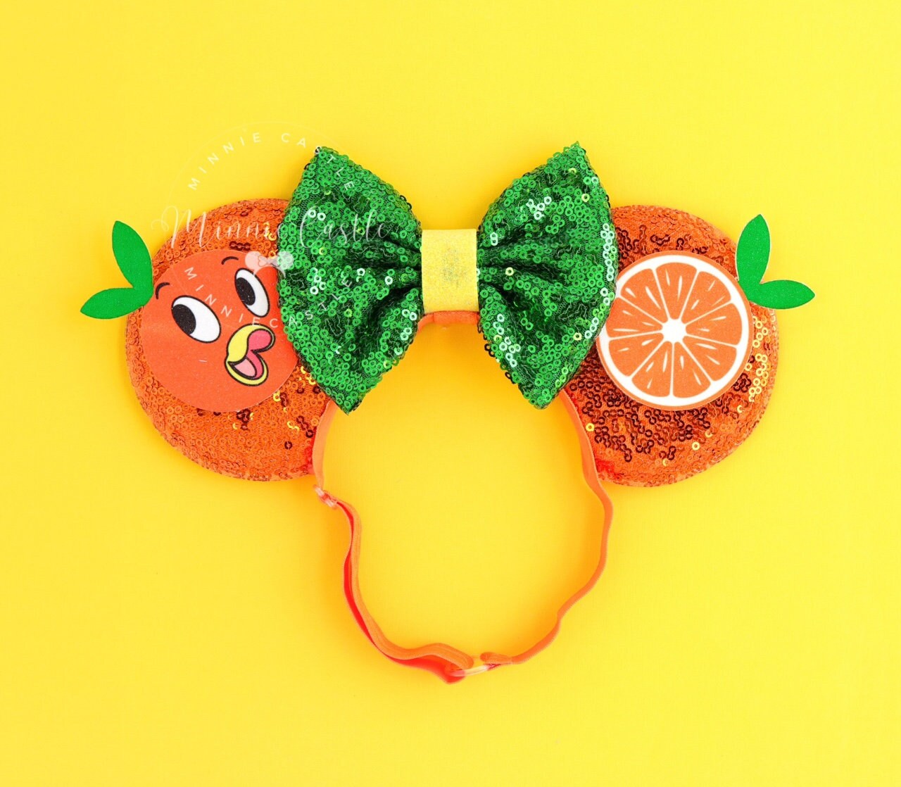 Orange Citrus Minnie Ears (Elastic Band)