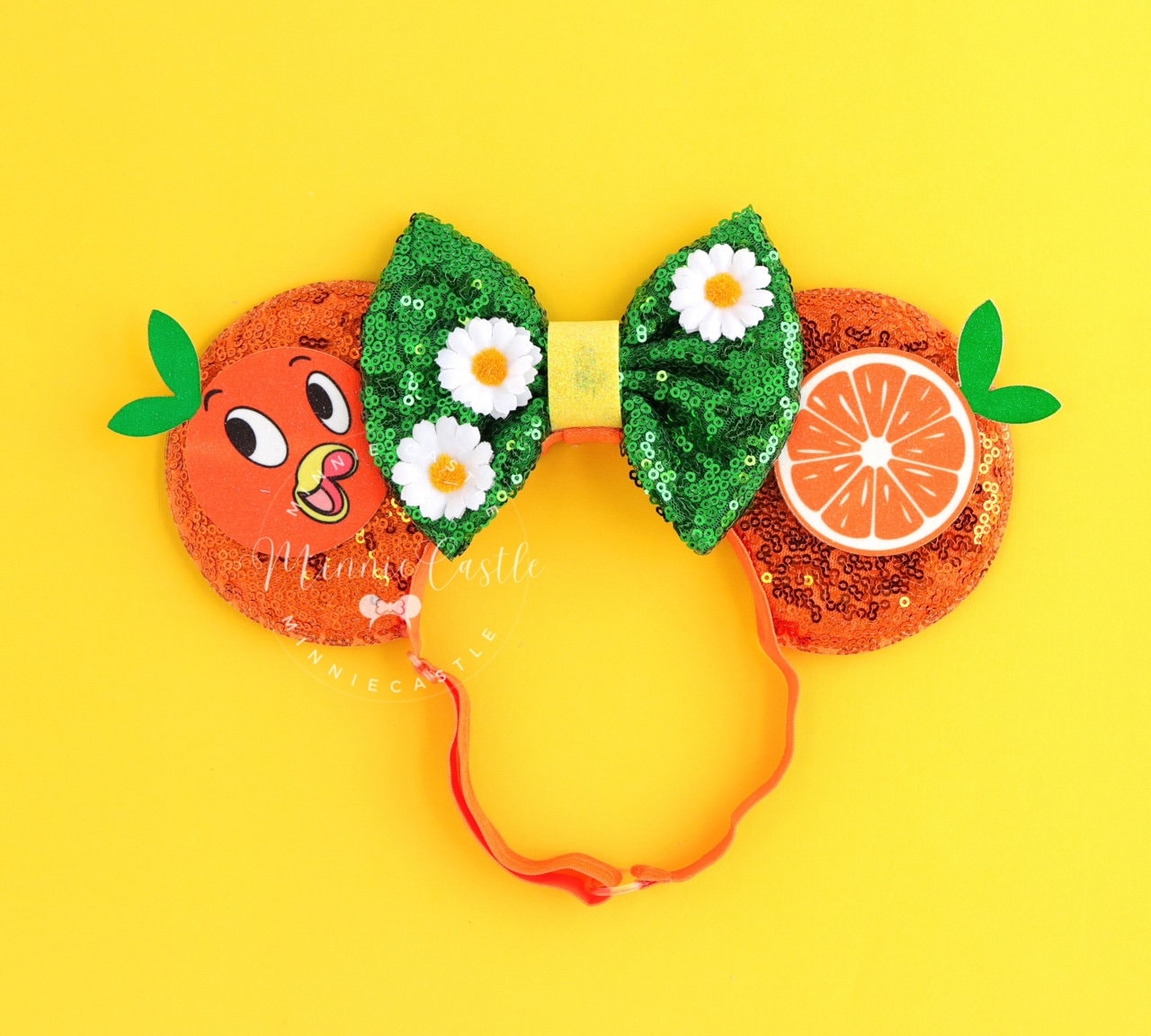 Orange Citrus Minnie Ears (Elastic Band)