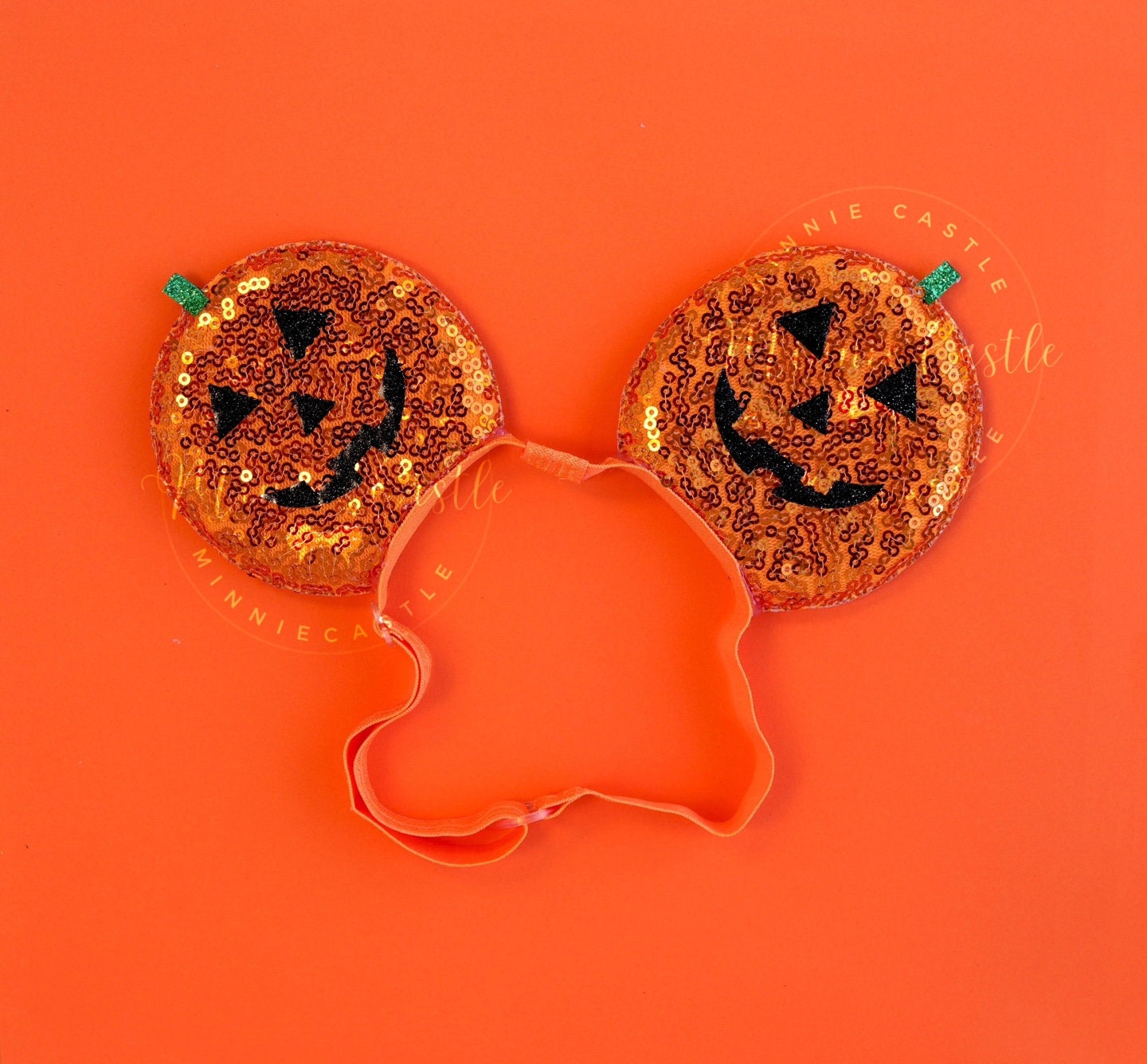 Halloween Pumpkin Mouse Ears (Elastic Band)