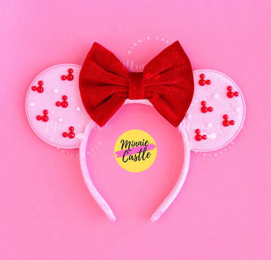 Valentines Day Mickey Pearls  Ears