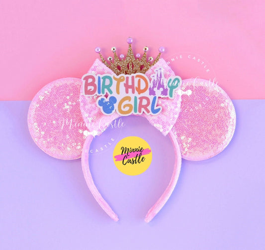 Pink Mickey Ears with Gold Crown